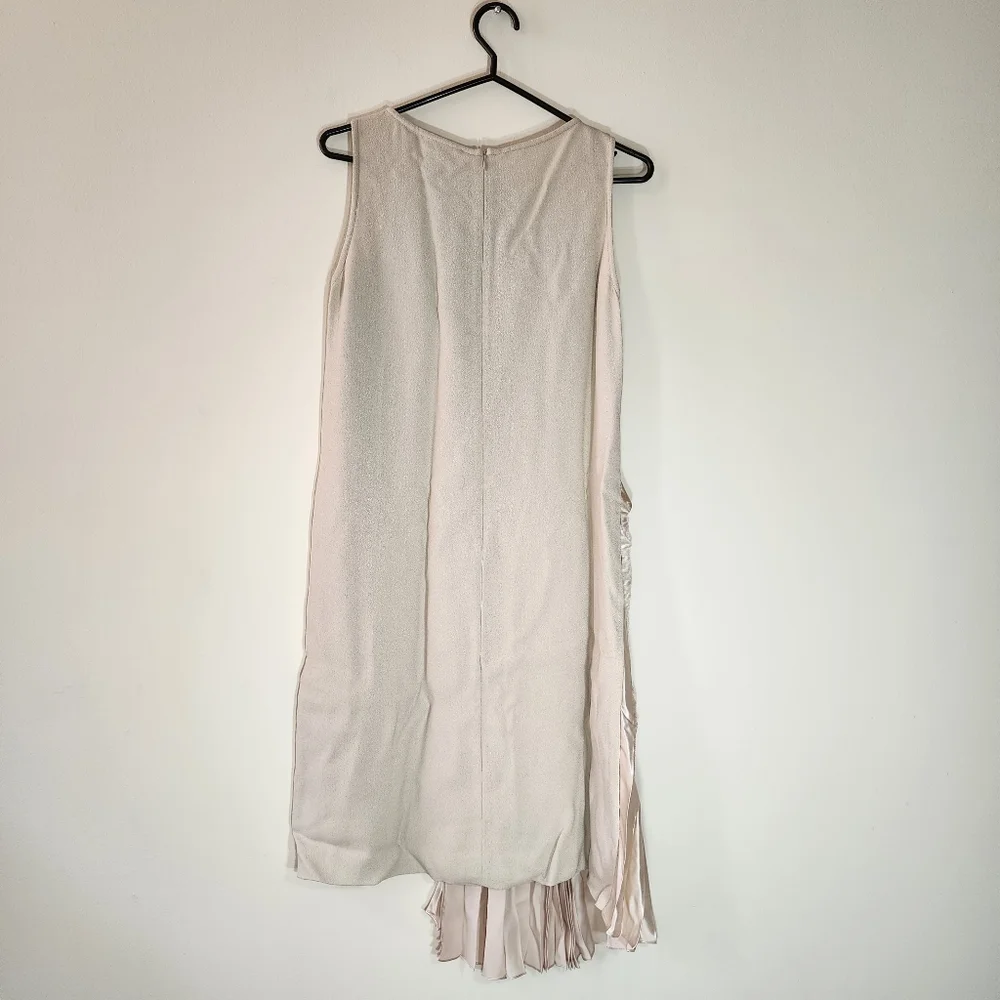 ANTONELLI silk crepe beige midi dress zipper closure - Picture 7 of 14